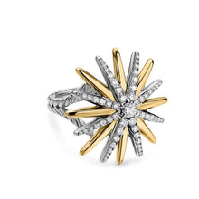 Load image into Gallery viewer, Starburst Ring in Sterling Silver with 18K Yellow Gold and Diamonds, 25mm

