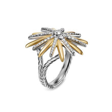 Load image into Gallery viewer, Starburst Ring in Sterling Silver with 18K Yellow Gold and Diamonds, 25mm
