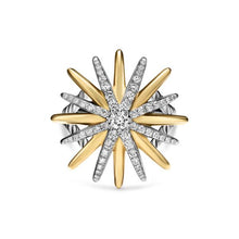 Load image into Gallery viewer, Starburst Ring in Sterling Silver with 18K Yellow Gold and Diamonds, 25mm
