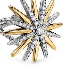 Load image into Gallery viewer, Starburst Ring in Sterling Silver with 18K Yellow Gold and Diamonds, 25mm
