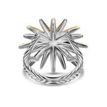 Load image into Gallery viewer, Starburst Ring in Sterling Silver with 18K Yellow Gold and Diamonds, 25mm

