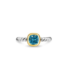 Load image into Gallery viewer, DY Mercer  Color Cable Ring in Sterling Silver with 14K Yellow Gold and Hampton Blue Topaz, 5.5mm
