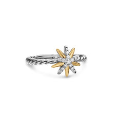 Load image into Gallery viewer, Starburst Ring in Sterling Silver with 18K Yellow Gold and Diamonds, 10.6mm
