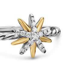 Load image into Gallery viewer, Starburst Ring in Sterling Silver with 18K Yellow Gold and Diamonds, 10.6mm
