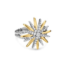 Load image into Gallery viewer, Starburst Ring in Sterling Silver with 18K Yellow Gold and Diamonds, 20.7mm
