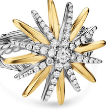 Load image into Gallery viewer, Starburst Ring in Sterling Silver with 18K Yellow Gold and Diamonds, 20.7mm
