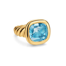 Load image into Gallery viewer, DY Mercer  Color Stone Ring in 18K Yellow Gold with Sky Blue Topaz, 13.5mm
