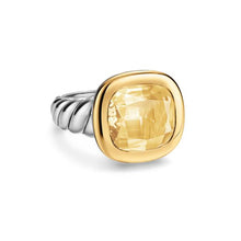 Load image into Gallery viewer, DY Mercer  Color Stone Ring in Sterling Silver with 14K Yellow Gold and Champagne Citrine, 13.5mm
