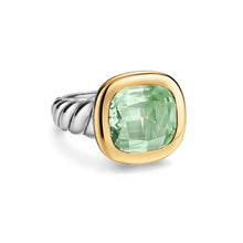 Load image into Gallery viewer, DY Mercer  Color Stone Ring in Sterling Silver with 14K Yellow Gold and Prasiolite, 13.5mm
