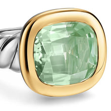 Load image into Gallery viewer, DY Mercer  Color Stone Ring in Sterling Silver with 14K Yellow Gold and Prasiolite, 13.5mm
