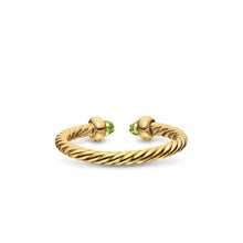 Load image into Gallery viewer, Micro Cablespira Flex Open Ring in 18K Yellow Gold with Peridot, 2.5mm
