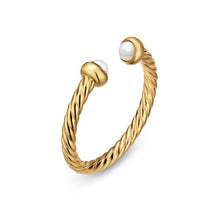 Load image into Gallery viewer, Micro Cablespira Flex Open Ring in 18K Yellow Gold with Pearls, 2.5mm
