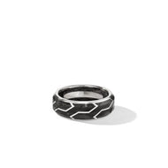 Forged Carbon Band Ring in 18K White Gold, 8.5mm