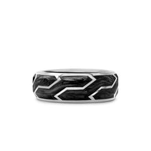 Load image into Gallery viewer, Forged Carbon Band Ring in 18K White Gold, 8.5mm
