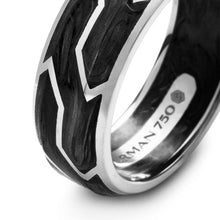 Load image into Gallery viewer, Forged Carbon Band Ring in 18K White Gold, 8.5mm

