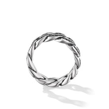 Load image into Gallery viewer, Curb Chain Band Ring in Sterling Silver with Black Diamonds, 8mm
