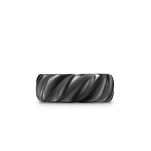 Load image into Gallery viewer, Sculpted Cable Band Ring in Black Titanium, 9mm
