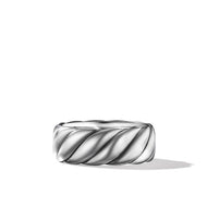 Sculpted Cable Contour Band Ring in Sterling Silver, 9mm