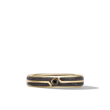 Load image into Gallery viewer, Forged Carbon Band Ring in 18K Yellow Gold with Center Black Diamond

