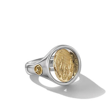 Load image into Gallery viewer, Water and Fire Duality Signet Ring in Sterling Silver with 18K Yellow Gold
