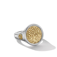 Life and Death Duality Signet Ring in Sterling Silver with 18K Yellow Gold