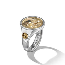Load image into Gallery viewer, Life and Death Duality Signet Ring in Sterling Silver with 18K Yellow Gold
