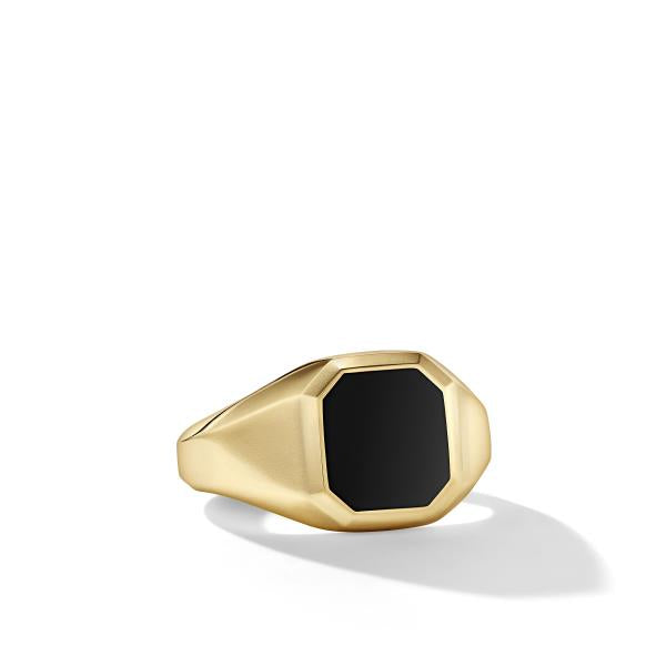 Streamline Signet Ring in 18K Yellow Gold with Black Onyx