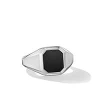Streamline Signet Ring in Sterling Silver with Black Onyx, 14mm
