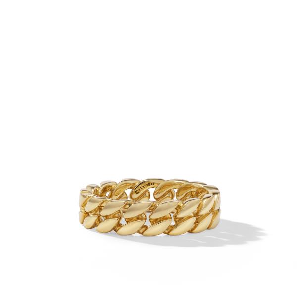 Curb Chain Band Ring in 18K Yellow Gold, 6mm