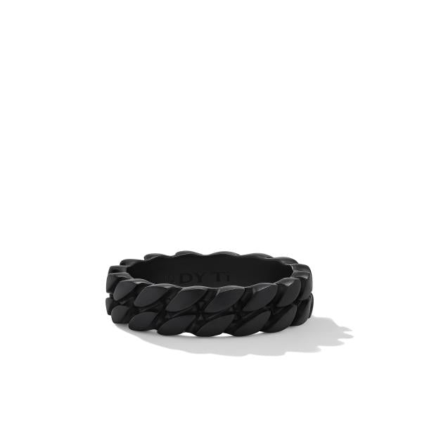 Curb Chain Band Ring in Black Titanium, 6mm