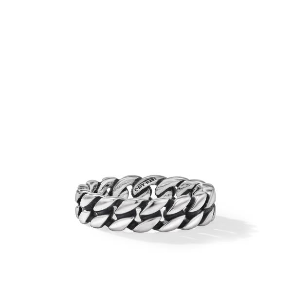 Curb Chain Band Ring in Sterling Silver, 6mm
