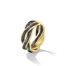 Load image into Gallery viewer, DY Helios Band Ring in 18K Yellow Gold with Forged Carbon, 9mm
