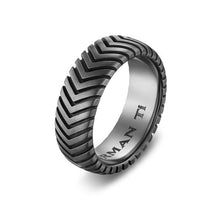 Load image into Gallery viewer, Chevron Band Ring in Titanium, 8mm
