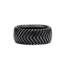 Load image into Gallery viewer, Chevron Band Ring in Black Titanium, 10mm
