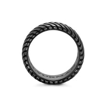Load image into Gallery viewer, Chevron Band Ring in Black Titanium, 10mm

