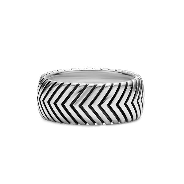 Chevron Band Ring in Sterling Silver, 10mm