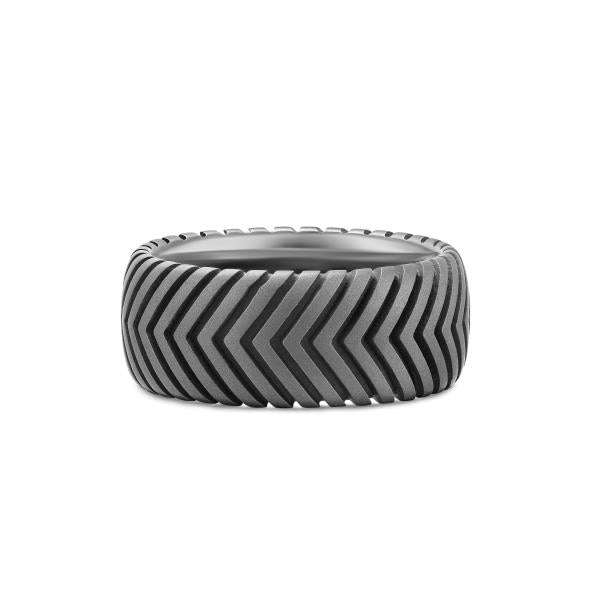 Chevron Band Ring in Titanium, 10mm