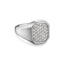 Load image into Gallery viewer, Streamline Signet Ring in Sterling Silver with Diamonds, 18mm
