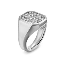 Load image into Gallery viewer, Streamline Signet Ring in Sterling Silver with Diamonds, 18mm
