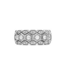 Load image into Gallery viewer, Hex Stack Ring in Sterling Silver with Diamonds, 9.3mm
