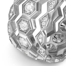 Load image into Gallery viewer, Hex Stack Ring in Sterling Silver with Diamonds, 9.3mm
