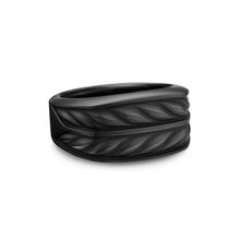 Load image into Gallery viewer, Chevron Three Sided Signet Ring in Black Titanium, 12.5mm
