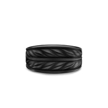 Load image into Gallery viewer, Chevron Three Sided Signet Ring in Black Titanium, 12.5mm

