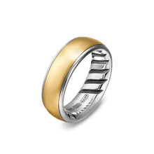 Load image into Gallery viewer, Streamline Band Ring in Sterling Silver with 18K Yellow Gold, 7.6mm
