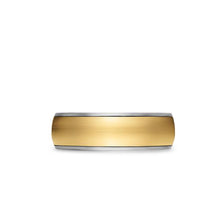 Load image into Gallery viewer, Streamline Band Ring in Sterling Silver with 18K Yellow Gold, 7.6mm

