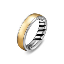 Load image into Gallery viewer, Streamline Band Ring in Sterling Silver with 18K Yellow Gold, 6.2mm
