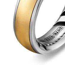 Load image into Gallery viewer, Streamline Band Ring in Sterling Silver with 18K Yellow Gold, 6.2mm
