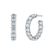 Royal Collection 18K White Gold 7.85 CTW Inside-Out Oval Cut 0.75-Inch Diamond Hoop Earrings