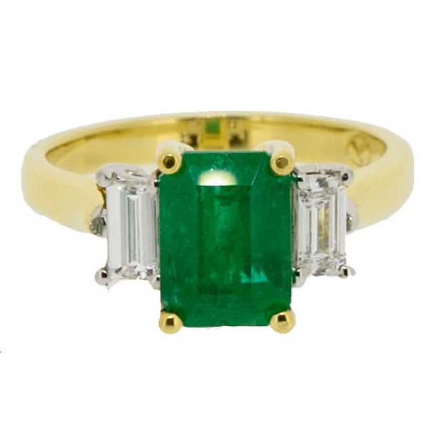 Royal Collection 3 Station Diamond & Emerald Ring