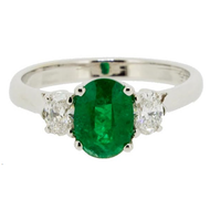 Royal Collection Diamond & Emerald 3 Station Ring